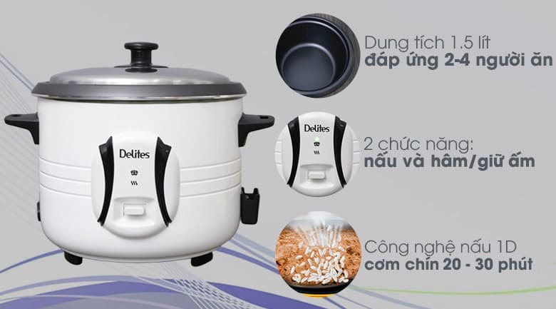 Ảnh Nồi cơm nắp rời Delites 1.5 lít NCR1502