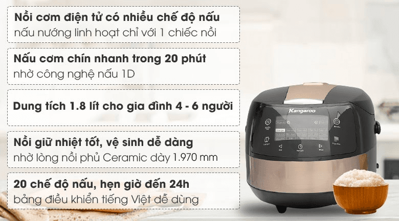 Ảnh Nồi cơm điện tử Kangaroo 1.8 lít KG18DR8