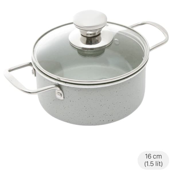 Nồi nhôm chống dính nắp kính 16 cm Delites NCDE006-16 Đồ gia dụng