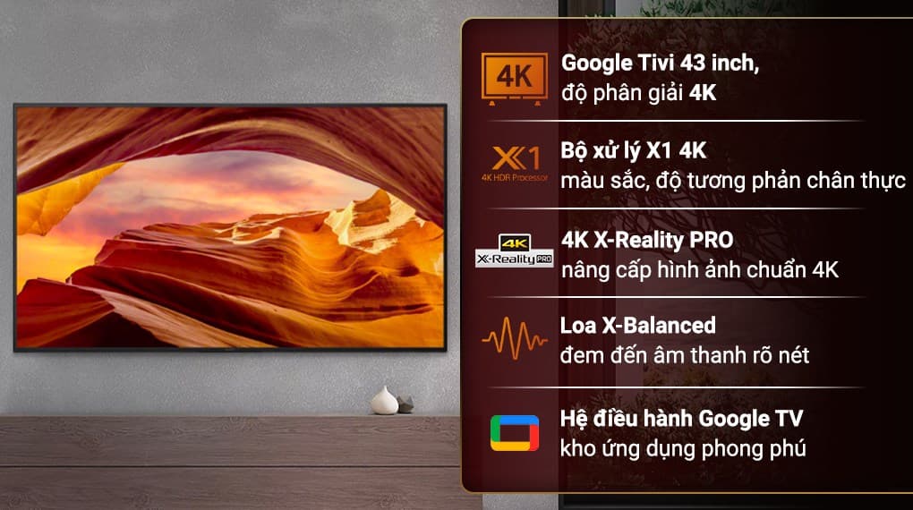 Ảnh Google Tivi Sony 4K 43 inch KD-43X77L