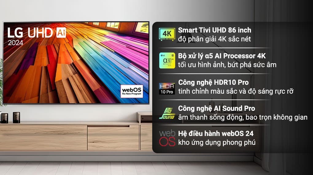 Ảnh Smart Tivi LG 4K 86 inch 86UT8050PSB