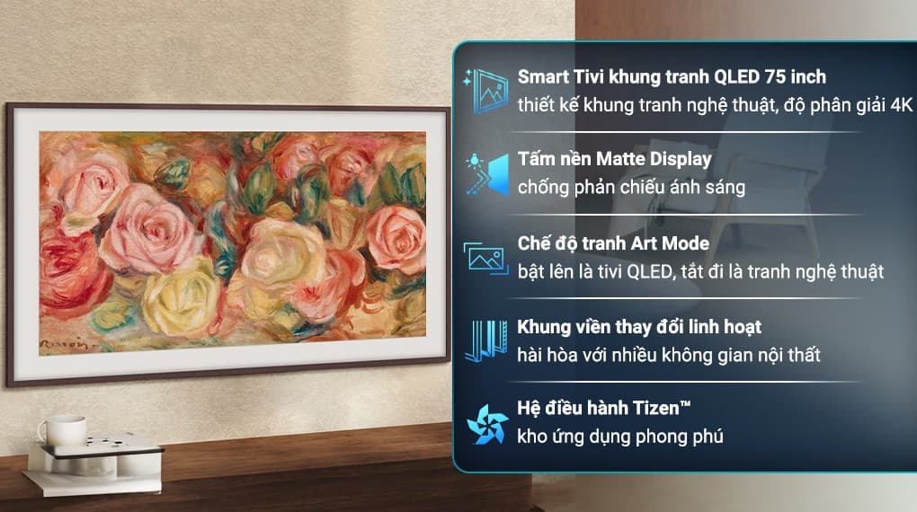 Ảnh Smart Tivi Khung Tranh The Frame QLED Samsung 4K 75 inch QA75LS03D