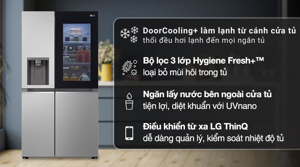 Ảnh Tủ lạnh LG Inverter 635 lít Side By Side InstaView GR-G257SV