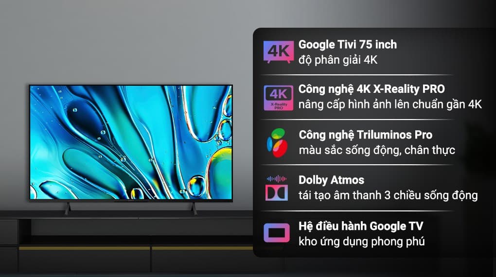 Ảnh Google Tivi Sony 4K 75 inch K-75S30