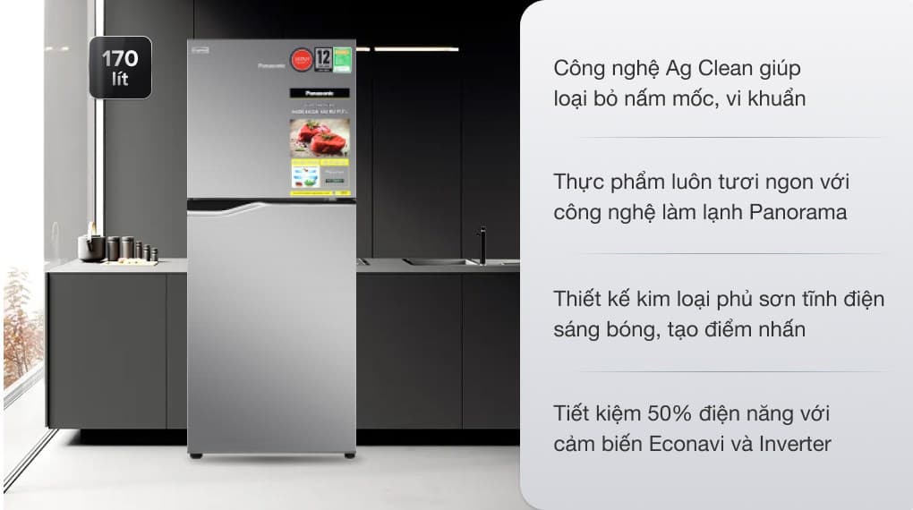 Ảnh Tủ lạnh Panasonic Inverter 170 lít NR-BA190PPVN