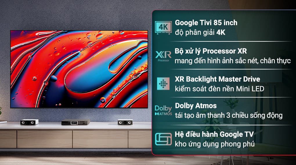 Ảnh Google Tivi QLED Mini LED Sony 4K 85 inch K-85XR90