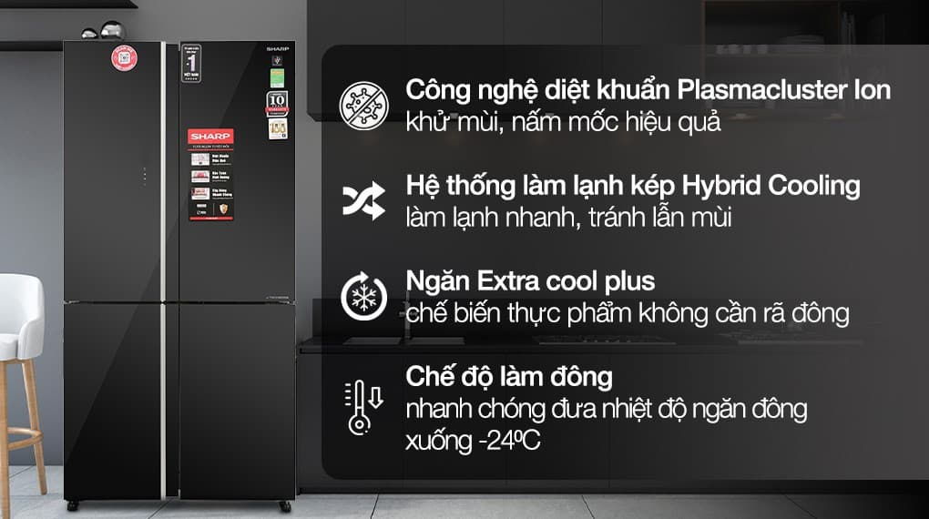 Ảnh Tủ lạnh Sharp Inverter 572 lít Multi Door SJ-FXP640VG-BK