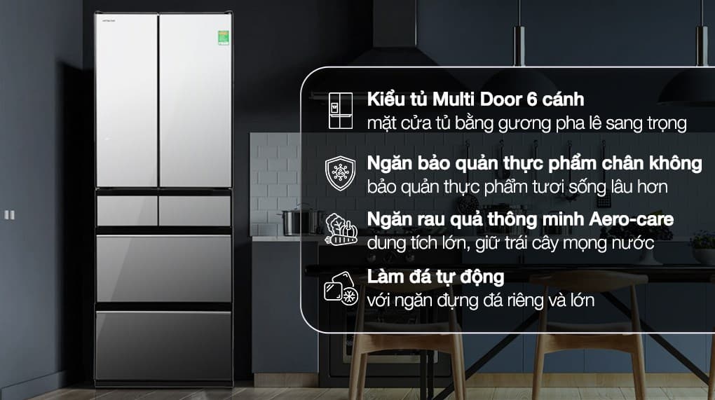 Ảnh Tủ lạnh Hitachi Inverter 540 lít Multi Door R-HW540RV(X)