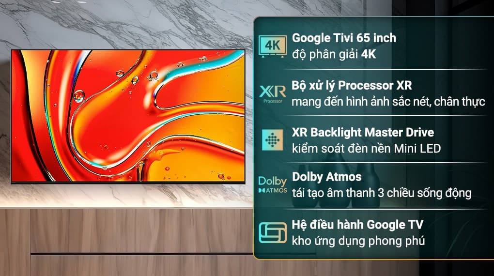 Ảnh Google Tivi QLED Mini LED Sony 4K 65 inch K-65XR70