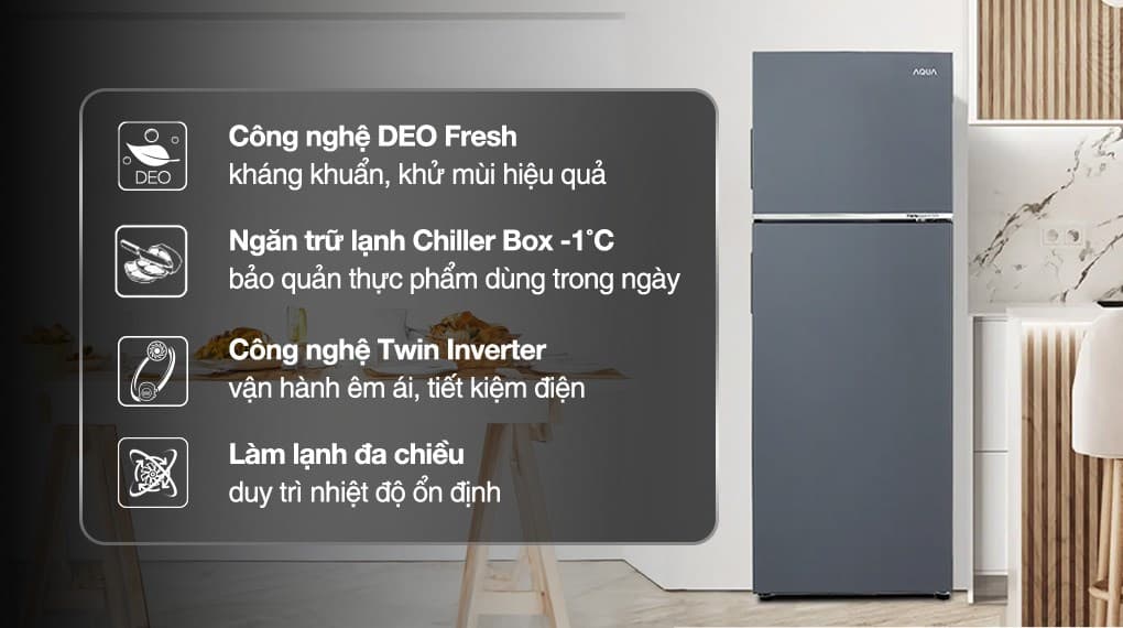 Ảnh Tủ lạnh Aqua Inverter 358 lít AQR-T410FA(SL)