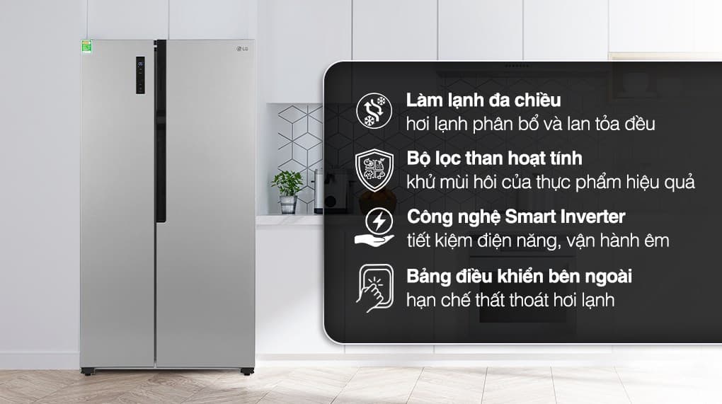 Ảnh Tủ lạnh LG Inverter 519 lít Side By Side GR-B256JDS
