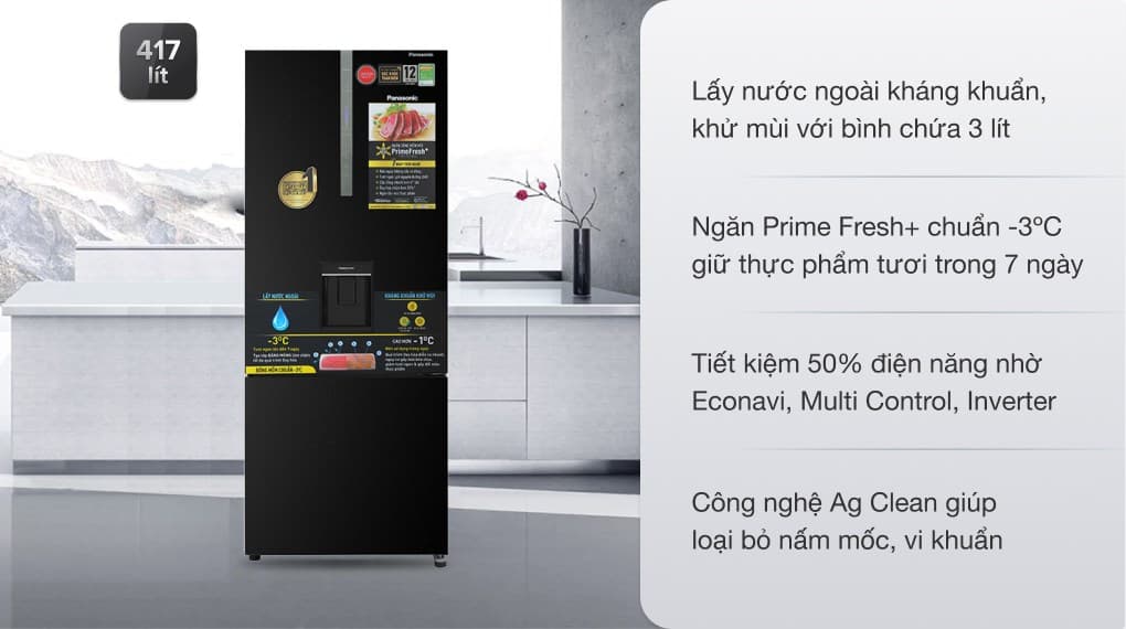 Ảnh Tủ lạnh Panasonic Inverter 417 lít NR-BX471GPKV