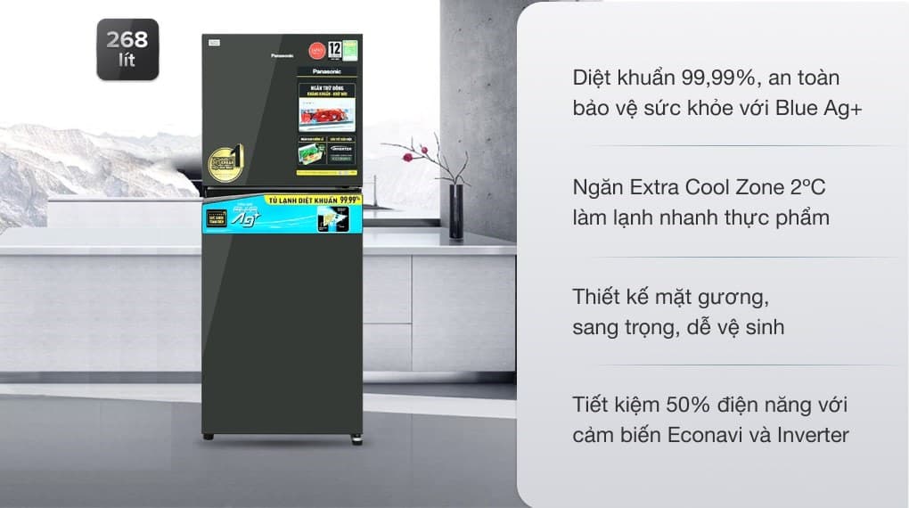 Ảnh Tủ lạnh Panasonic Inverter 268 lít NR-TV301VGMV