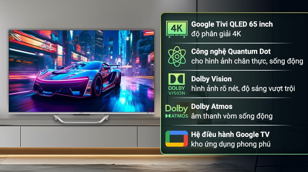 Ảnh Google Tivi QLED Aqua 4K 65 inch AQT65S800UX