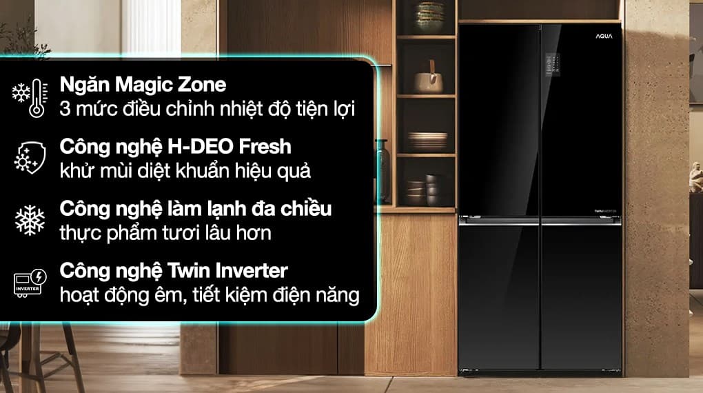 Ảnh Tủ lạnh Aqua Inverter 469 lít Multi Door AQR-M536XA(GB)