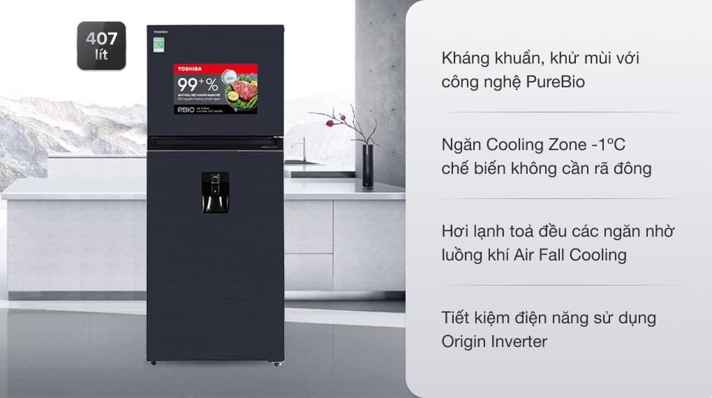 Ảnh Tủ lạnh Toshiba Inverter 407 lít GR-RT535WE-PMV(06)-MG