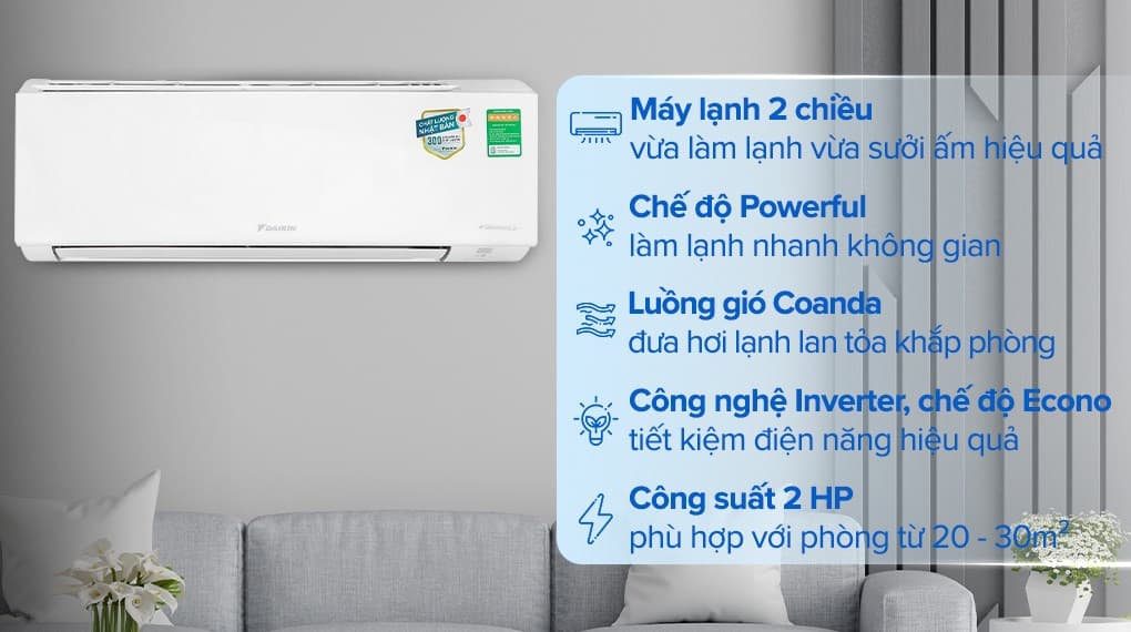 Ảnh Máy lạnh 2 chiều Daikin Inverter 2 HP FTHF50VAVMV