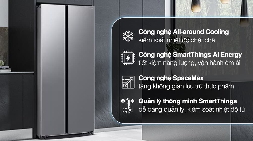 Ảnh Tủ lạnh Samsung Inverter 583 lít Side By Side RS57DG400EM9SV