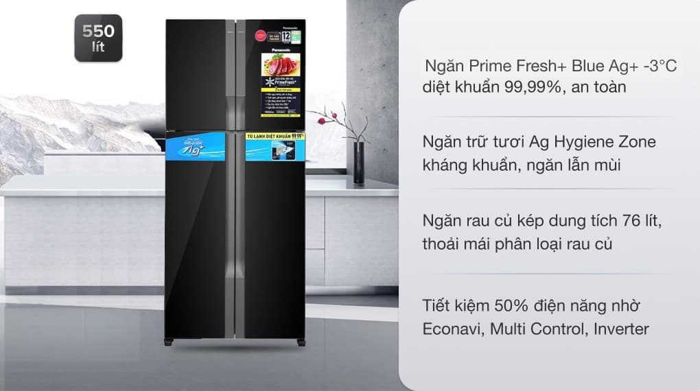 Ảnh Tủ lạnh Panasonic Inverter 550 lít Multi Door NR-DZ601VGKV