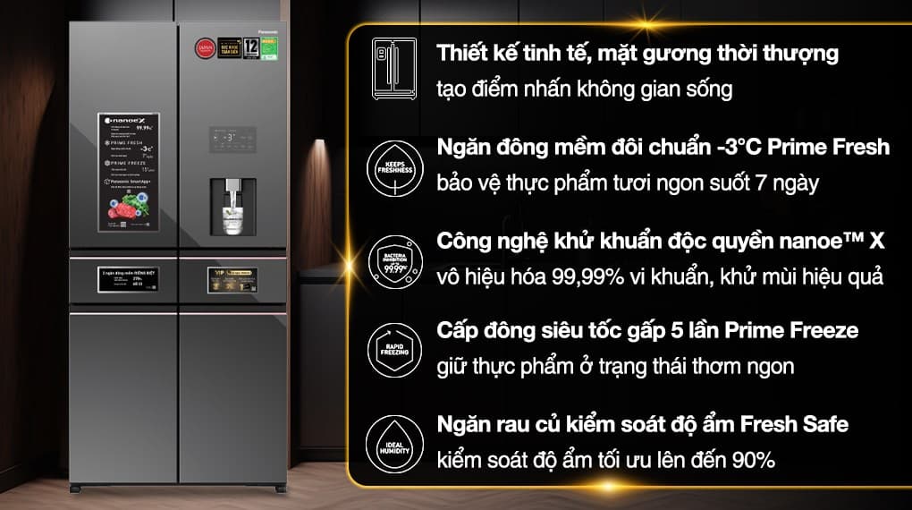 Ảnh Tủ lạnh Panasonic Inverter 650 lít PRIME+ Edition Multi Door NR-WY720ZMMV