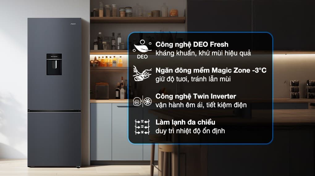 Ảnh Tủ lạnh Aqua Inverter 292 lít AQR-B360MA(WSL)