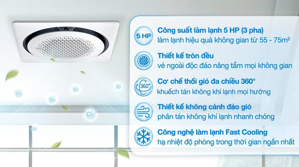 Ảnh Máy lạnh âm trần Cassette 360 độ Samsung Inverter 5 HP AC140TN4PKC/EA 3 Pha