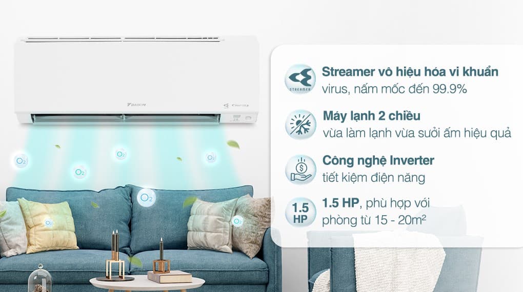 Ảnh Máy lạnh 2 chiều Daikin Inverter 1.5 HP ATHF35XVMV