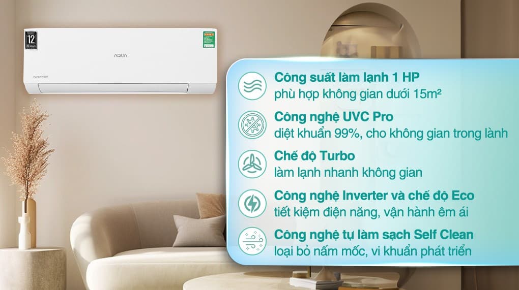 Ảnh Máy lạnh AQUA Inverter 1 HP AQA-RUV10XAW2