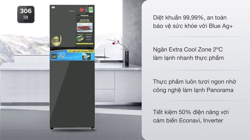 Ảnh Tủ lạnh Panasonic Inverter 306 lít NR-TV341VGMV