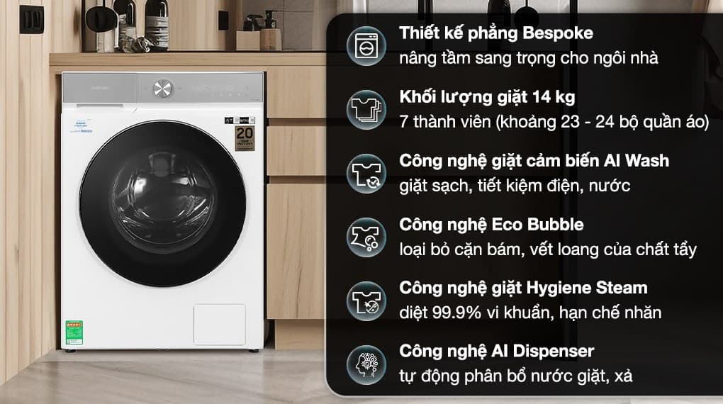 Ảnh Máy giặt Samsung Bespoke AI Inverter 14 kg WW14BB944DGHSV