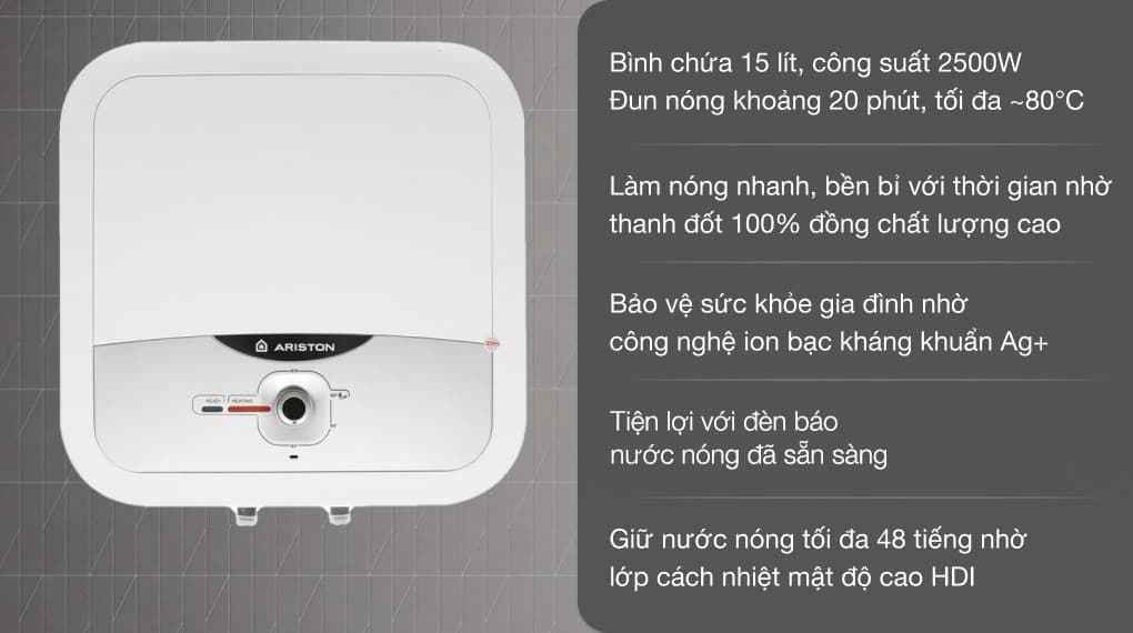 Ảnh Máy nước nóng gián tiếp Ariston 15 lít 2500W AN2 15 RS 2.5 FE