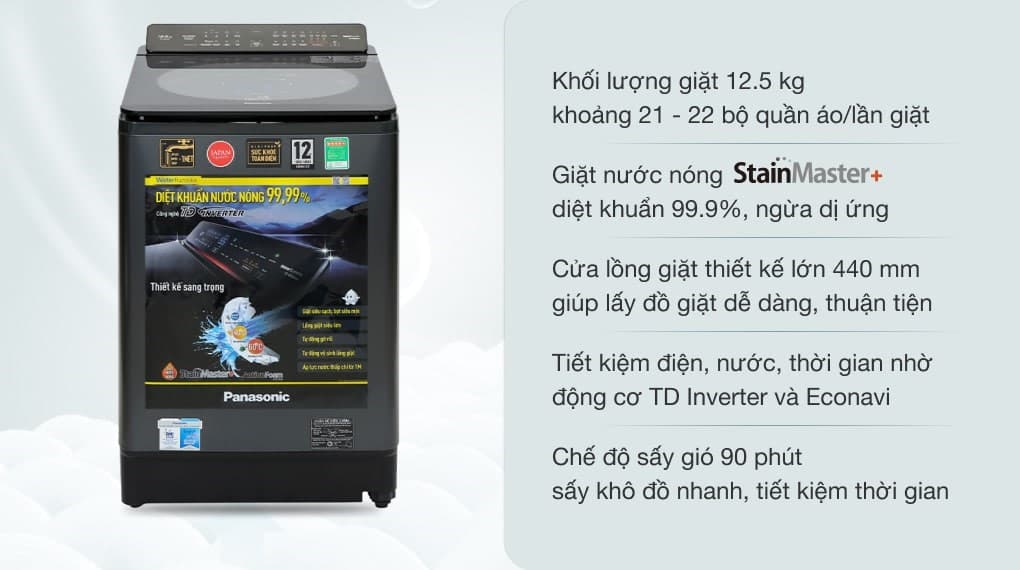 Ảnh Máy giặt Panasonic Inverter 12.5 Kg NA-FD125V1BV
