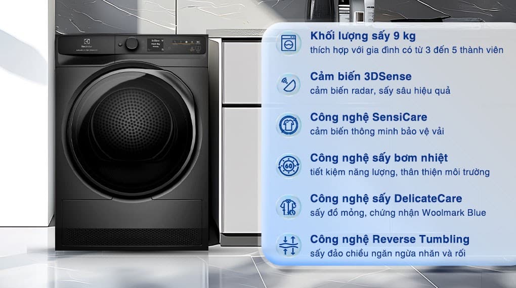 Ảnh Máy sấy bơm nhiệt Electrolux UltimateCare 9 kg EDH903R7SC