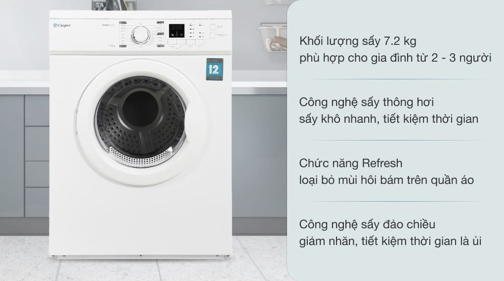 Ảnh Máy sấy thông hơi Casper 7.2 kg TD-72VWD