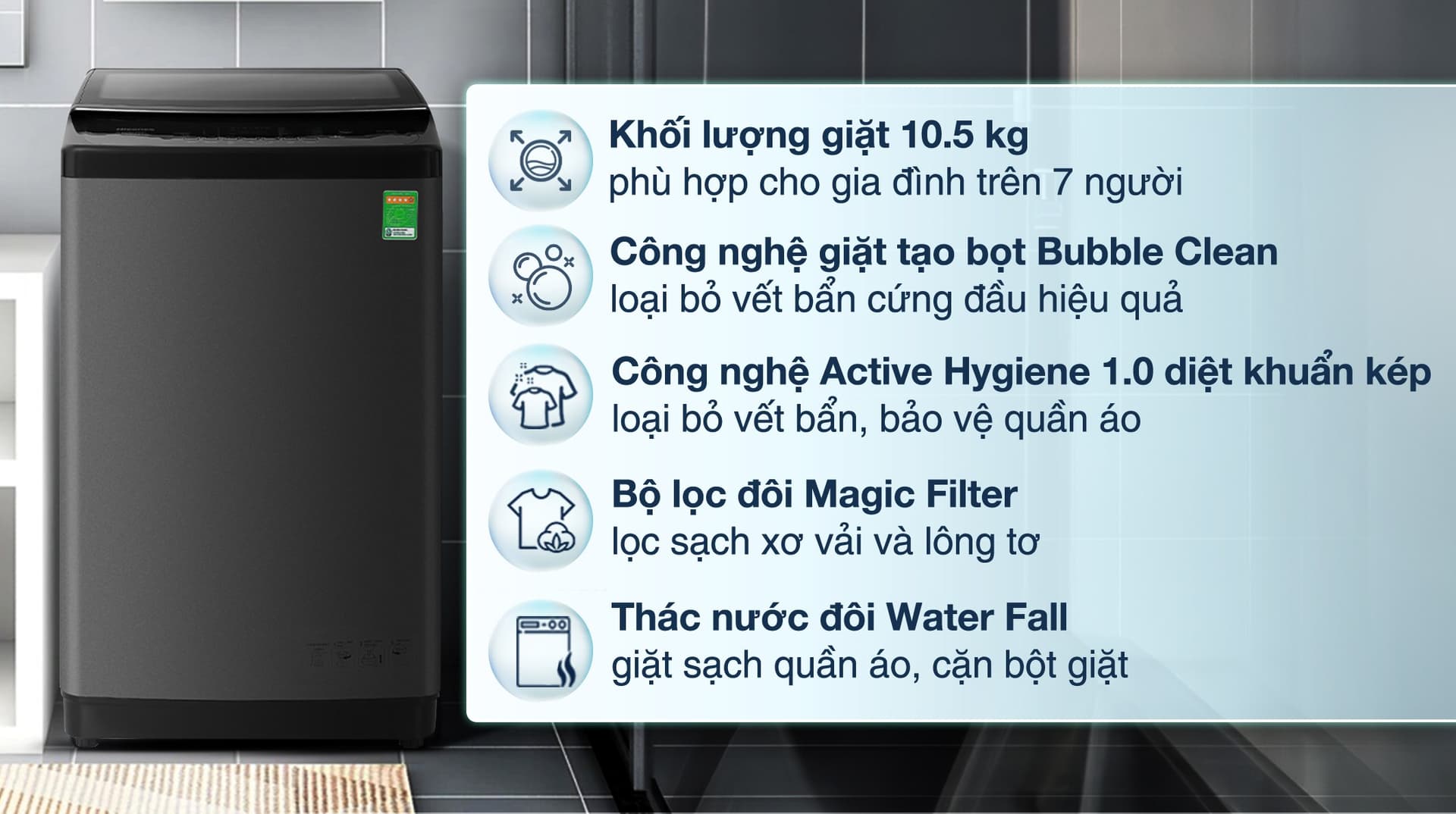 Ảnh Máy giặt Hisense 10.5 kg WTJA1015UT