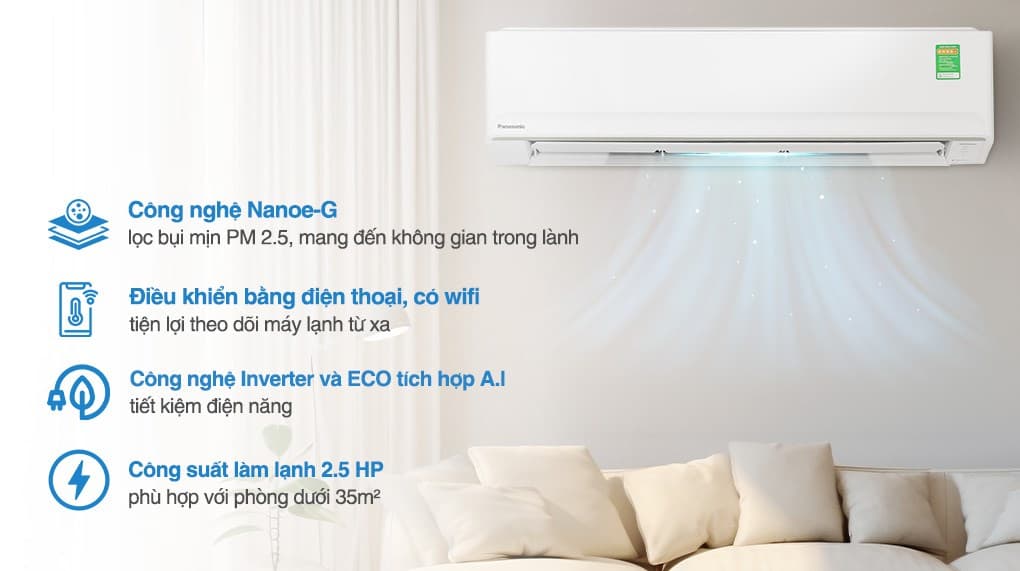 Ảnh Máy lạnh Panasonic Inverter 2.5 HP CU/CS-PU24AKH-8