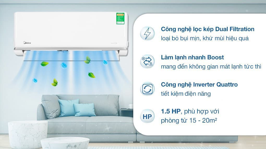 Ảnh Máy lạnh Midea Inverter 1.5 HP MSAGA-13CRDN8