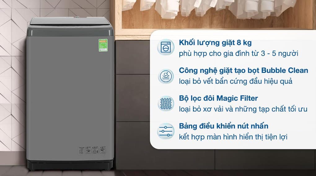 Ảnh Máy giặt Hisense 8 kg WTZQ8012UT