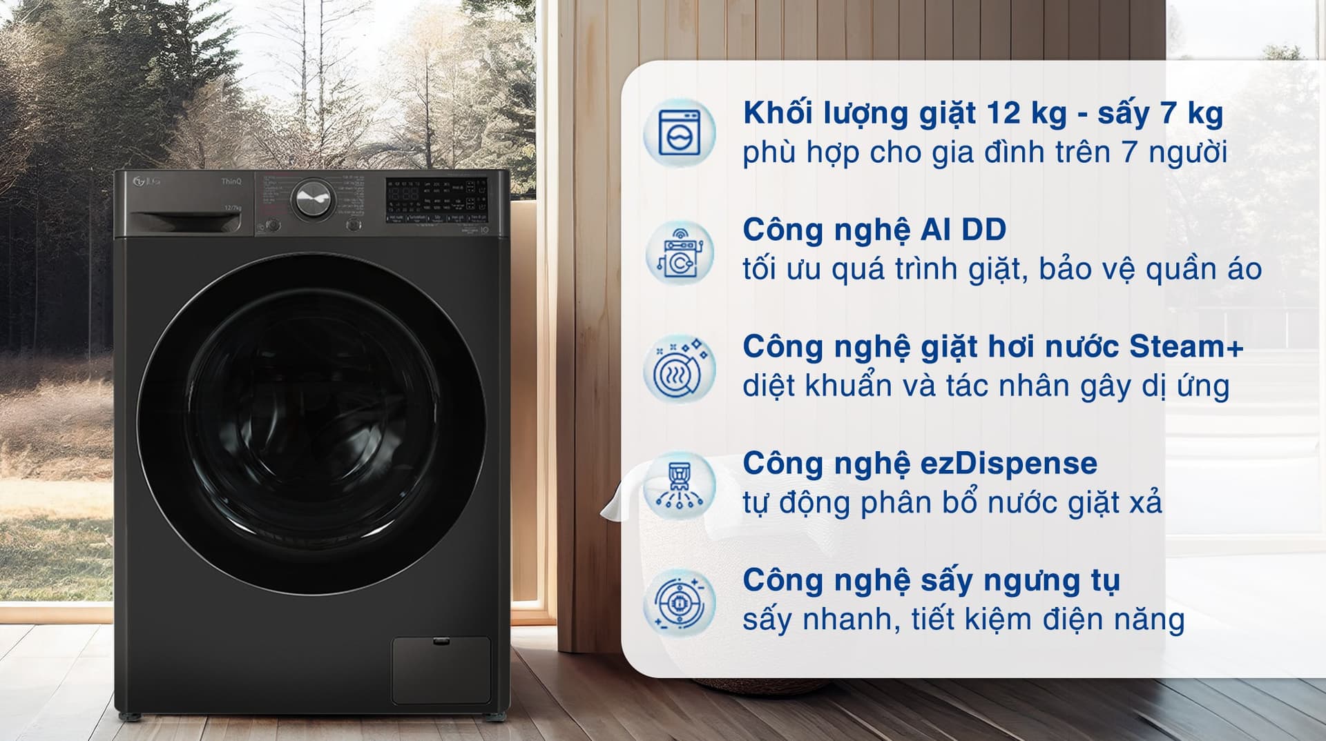 Ảnh Máy giặt sấy LG Inverter giặt 12 kg - sấy 7 kg FV1412H3BA