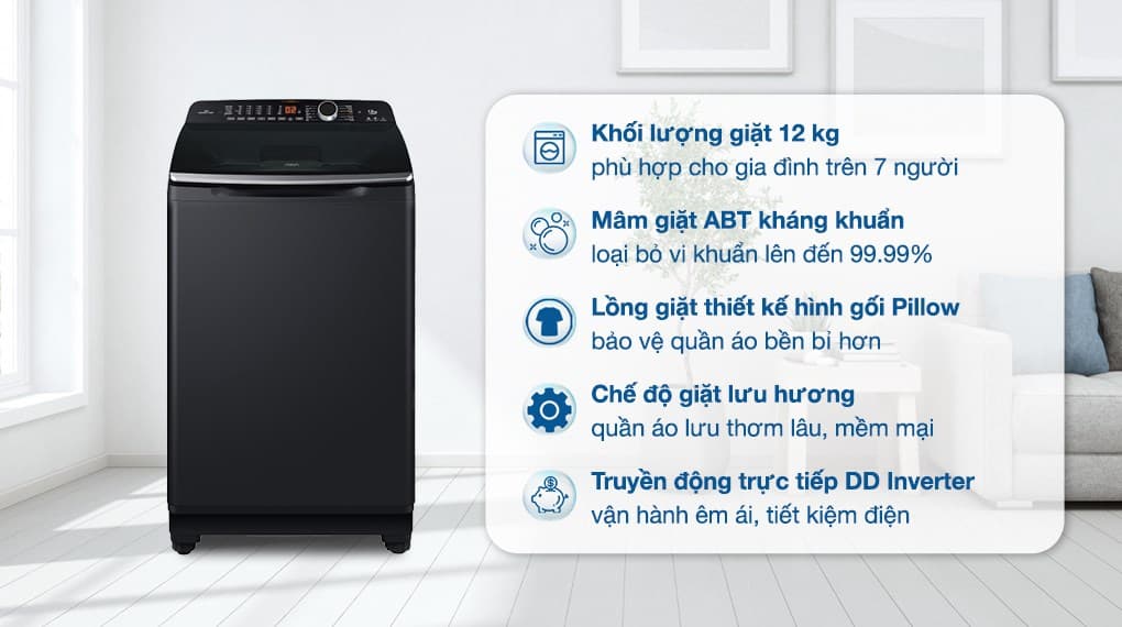 Ảnh Máy giặt Aqua Inverter 12 kg AQW-DR120HT BK