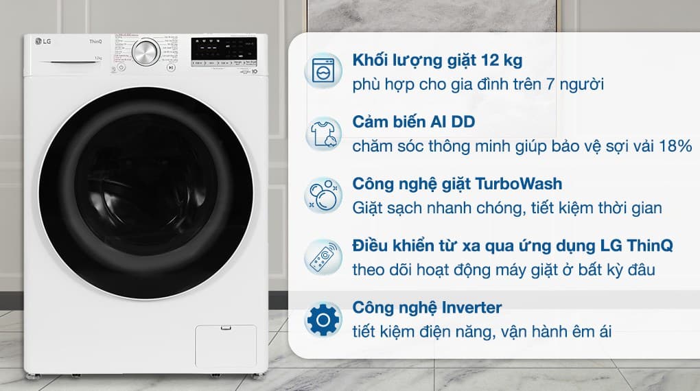 Ảnh Máy giặt LG AI DD Inverter 12 kg FV1412S4W