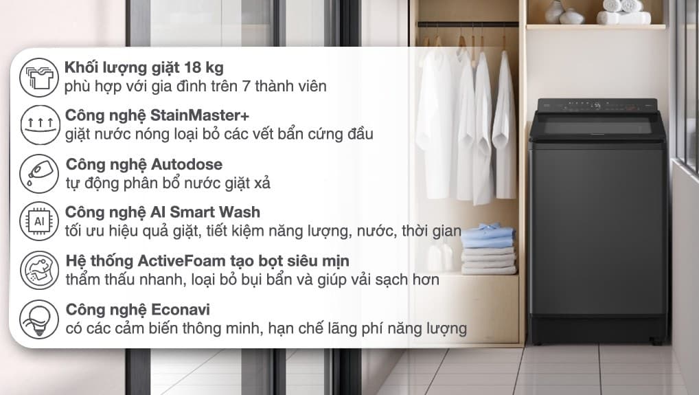 Ảnh Máy giặt Panasonic Inverter 18 kg NA-FD180W3BV