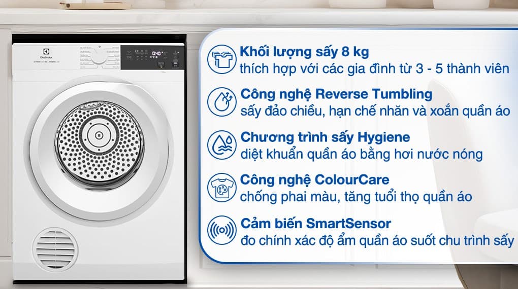 Ảnh Máy sấy thông hơi Electrolux UltimateCare 8 kg EDV804H3WC