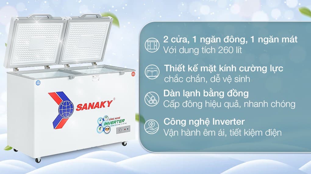 Ảnh Tủ đông Sanaky Inverter 260 lít VH-3699W4K