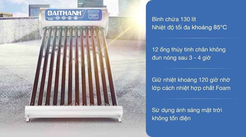 Ảnh Máy nước nóng năng lượng mặt trời Đại Thành 130 lít Vigo 58-12