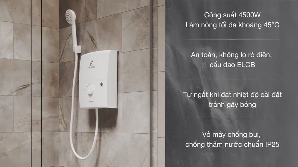 Ảnh Máy nước nóng trực tiếp Ariston 4500W AURES EASY 4.5 D