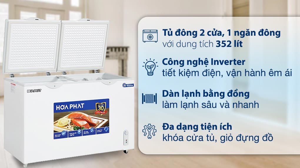 Ảnh Tủ đông Hòa Phát Inverter 352 Lít HPF AD8352