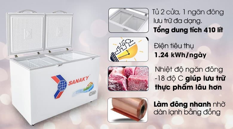 Ảnh Tủ đông Sanaky 410 lít VH 5699HY