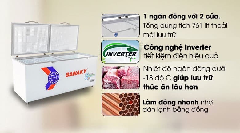 Ảnh Tủ đông Sanaky Inverter 761 lít VH-8699HY3