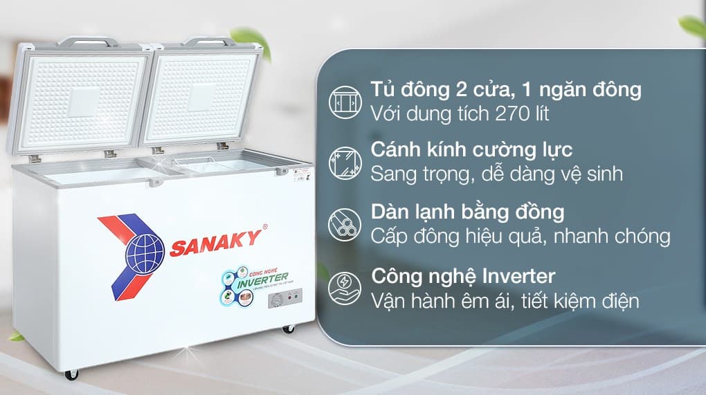 Ảnh Tủ đông Sanaky Inverter 270 lít TD.VH3699A4K